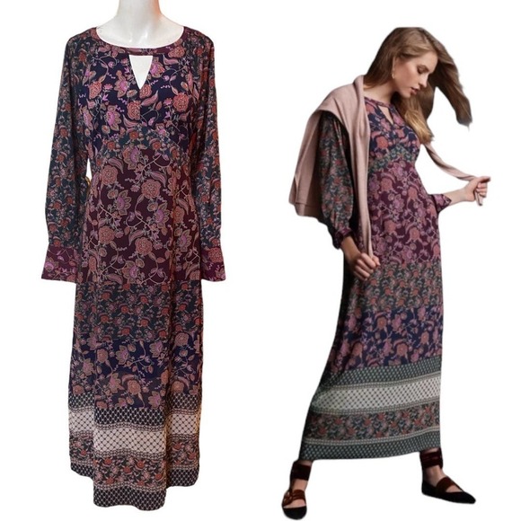 Cabi Festive Maxi Dress Size S in Retro Flower Print - Picture 1 of 9